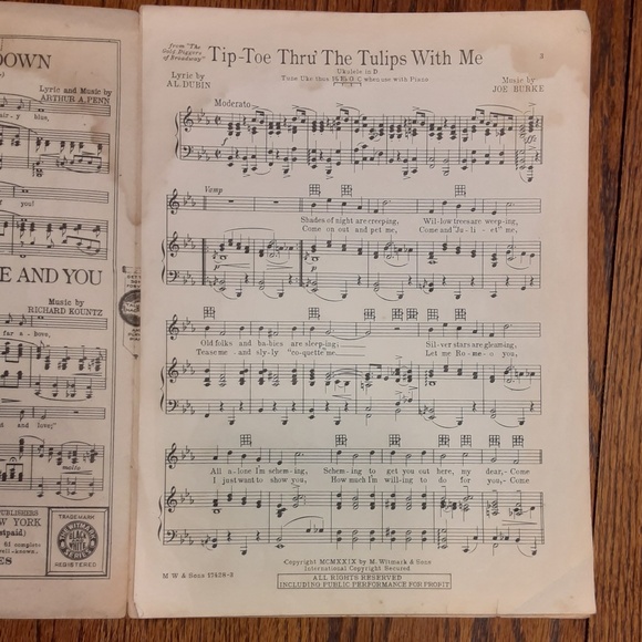 Tip Toe Through The Tulips With Me Vintage Sheet Music - Picture 3 of 7